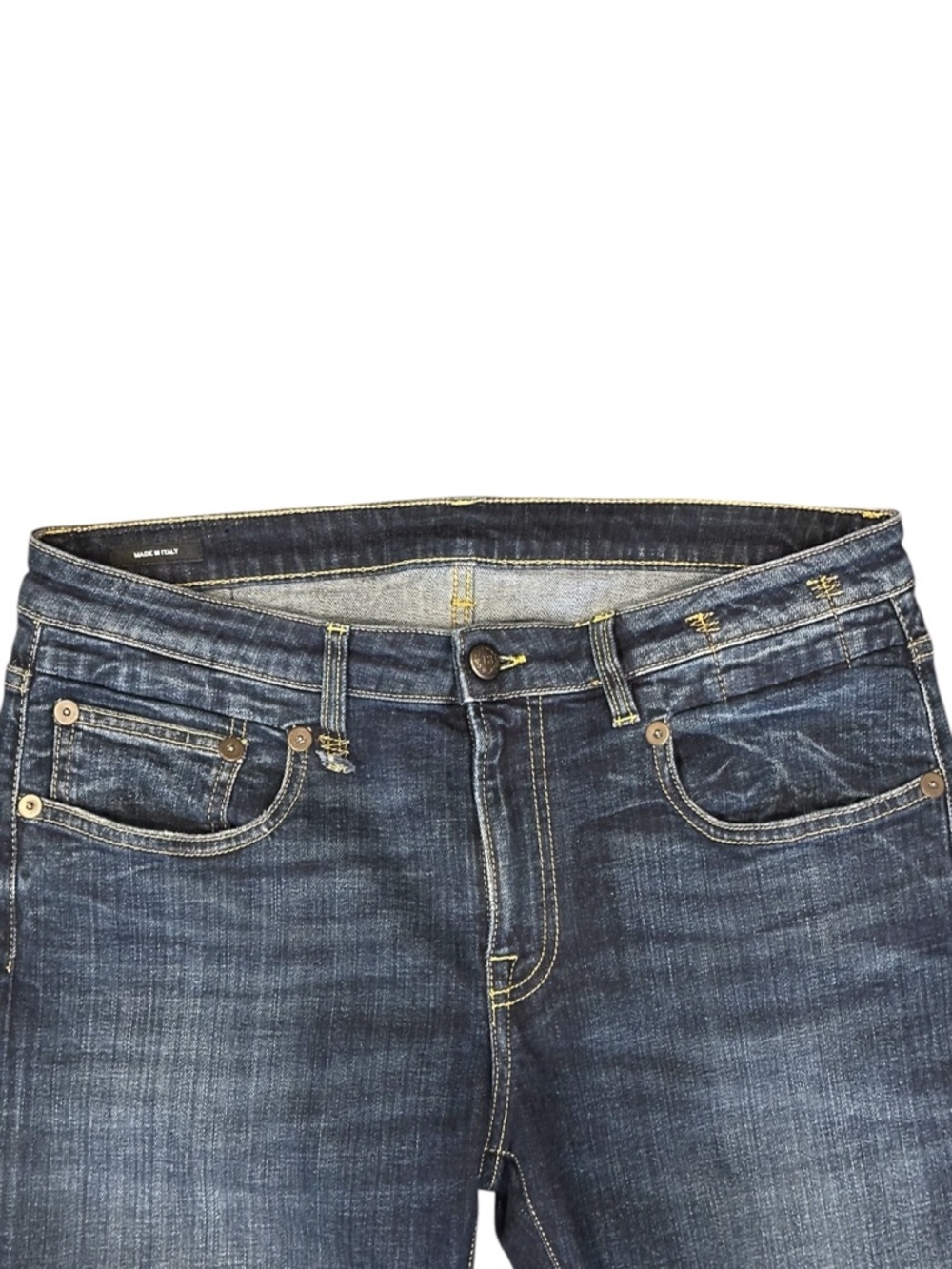 R13 Boy Skinny Mid Rise Jeans in Howell Indigo Dark Wash Women’s 31 $495 - Picture 4 of 9